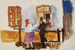 Ablak-elott-papir-gouache-festmeny-21x34-cm