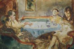 Asztal-korul-papir-gouache-festmeny-21x34-cm