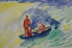 Csonakosok-II.-papir-gouache-festmeny-28.8x38.5-cm