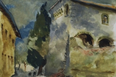 Grottaferrata-kolostor1960-gouache-papir-24x32-cm