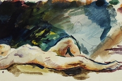Hanyatt-fekvo-noi-akt-papir-aquarell-festmeny-15.3x24.8-cm