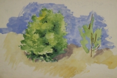 Ket-fatanulmany-papir-gouache-20.7x34-cm