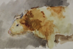 Tehen-papir-gouache-festmeny-21x34-cm