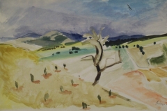 Zebegenyi-dombok-papir-gouache-festmeny-21x34-cm