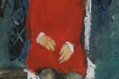 Zsuzsa-piros-ruhaban-papir-gouache-festmeny-22.5x12.3-cm