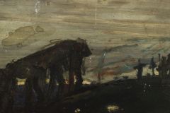 Temetés-1928k-olaj-fatábla-15.5x27-cm